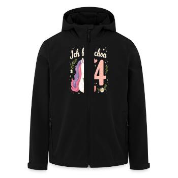 Süßes Einhorn 4. Geburtstag für Mädchen - Recycelte Männer Softshell-Jacke von Stanley/Stella - Schwarz - Vorne - AI Model Male 185 light (185cm)
