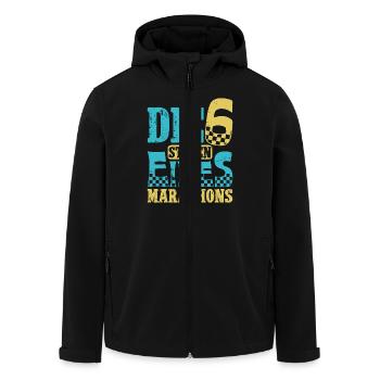 Läufer DIE 6 STUFEN EINES MARATHONS Laufen Lustig - Recycelte Männer Softshell-Jacke von Stanley/Stella - Schwarz - Vorne - AI Model Male 185 light (185cm)