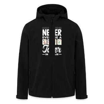 Funny Mahjong Gamer Gift Ma Jiang - Men’s Recycled Softshell Jacket by Stanley/Stella - black - Front - AI Model Male 185 light (185cm)