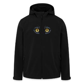 Mystical cat eyes with yellow irises and - Men’s Recycled Softshell Jacket by Stanley/Stella - black - Front - AI Model Male 185 light (185cm)