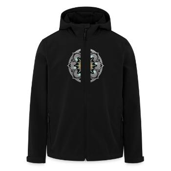 Mandala Sonne mit Spiralen Kunstwerk - Recycelte Männer Softshell-Jacke von Stanley/Stella - Schwarz - Vorne - AI Model Male 185 light (185cm)