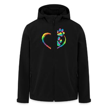 Regenbogen Herz Pfotenabdruck Tierliebe - Recycelte Männer Softshell-Jacke von Stanley/Stella - Schwarz - Vorne - AI Model Male 185 light (185cm)
