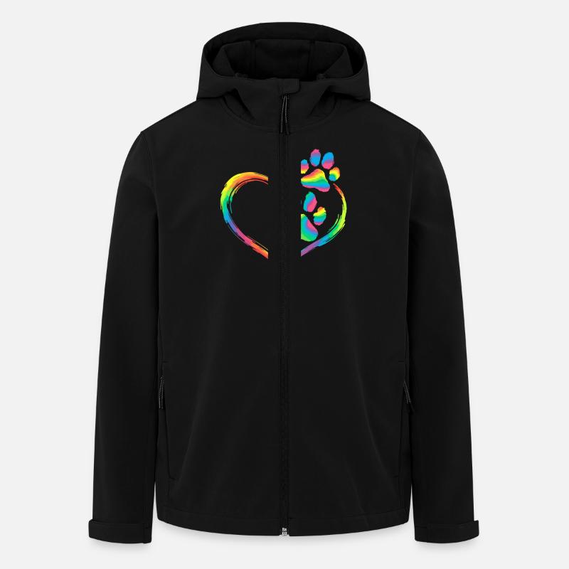 Regenbogen Herz Pfotenabdruck Tierliebe - Recycelte Männer Softshell-Jacke von Stanley/Stella - Schwarz