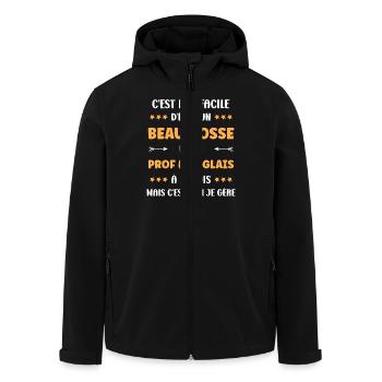 prof anglais - Veste softshell homme en polyester recyclé Stanley/Stella - noir - Devant - AI Model Male 185 light (185cm)