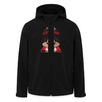 Pride Canadian Solemn Maple Leaf Motif - Men’s Recycled Softshell Jacket by Stanley/Stella - black - Front - AI Model Male 185 light (185cm)