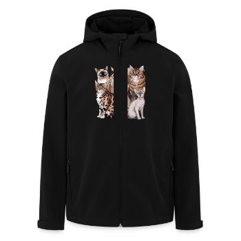 Verschiedene Katzenrassen Illustration - Recycelte Männer Softshell-Jacke von Stanley/Stella - Schwarz - Vorne - AI Model Male 185 light (185cm)