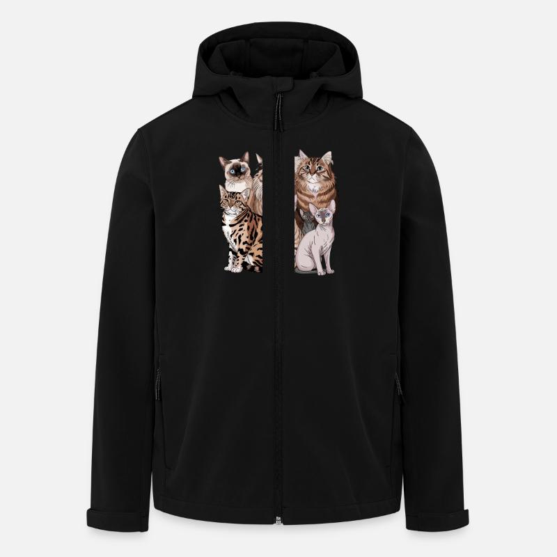 Different cat breeds illustration - Men’s Recycled Softshell Jacket by Stanley/Stella - black
