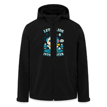 Bébé phoque kawaii patinant au pays hivernal - Veste softshell homme en polyester recyclé Stanley/Stella - noir - Devant - AI Model Male 185 light (185cm)