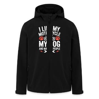 Motorcycle Love Dog Saying Dog Humor - Men’s Recycled Softshell Jacket by Stanley/Stella - black - Front - AI Model Male 185 light (185cm)