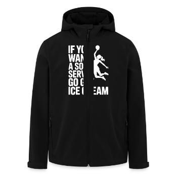 Soft-Serve? Dann ab zum Eis – Volleyball - Recycelte Männer Softshell-Jacke von Stanley/Stella - Schwarz - Vorne - AI Model Male 185 light (185cm)