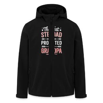 Stiefvater wird Opa Spruch Großvater - Recycelte Männer Softshell-Jacke von Stanley/Stella - Schwarz - Vorne - AI Model Male 185 light (185cm)