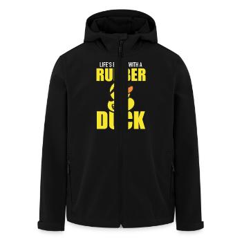 La vie est meilleure avec un canard en caoutchouc - Quietscheenten - Veste softshell homme en polyester recyclé Stanley/Stella - noir - Devant - AI Model Male 185 light (185cm)