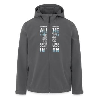 Always ready to make the difference in every - Men’s Recycled Softshell Jacket by Stanley/Stella - anthracite - Front - AI Model Male 185 light (185cm)