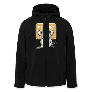Kawaii Koala Drinking Vanilla Milk Cute Animal - Men’s Recycled Softshell Jacket by Stanley/Stella - black - Front - AI Model Male 185 light (185cm)