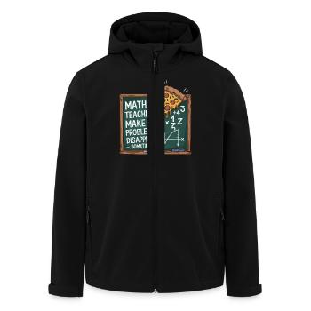 Lustiges Mathelehrer Design Pizza & Probleme lösen - Recycelte Männer Softshell-Jacke von Stanley/Stella - Schwarz - Vorne - AI Model Male 185 light (185cm)