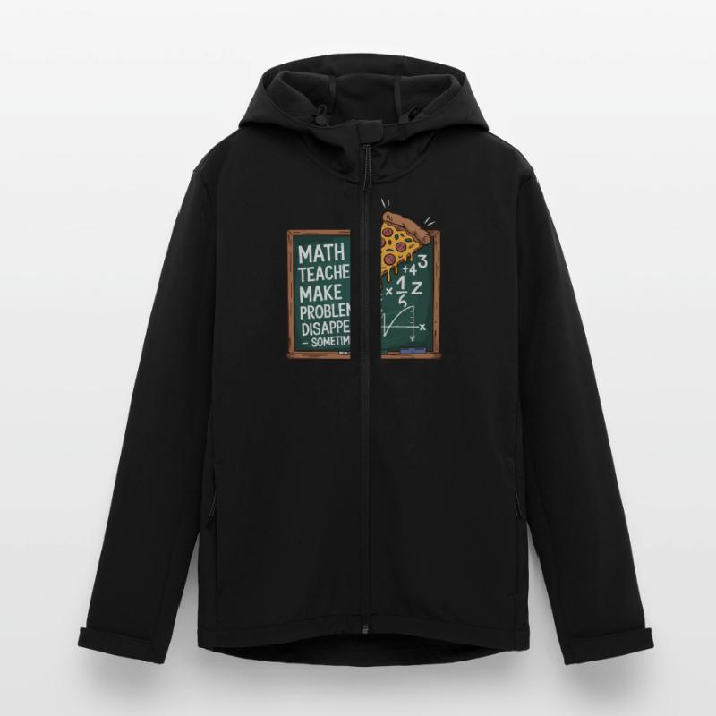 Funny Math Teacher Design Pizza & Problem Solving Men’s Recycled Softshell Jacket by Stanley/Stella