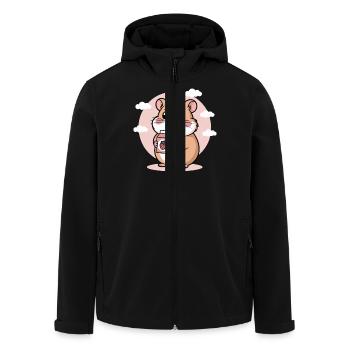 Süßer Chibi Hamster Trinkt Erdbeermilch Kawaii - Recycelte Männer Softshell-Jacke von Stanley/Stella - Schwarz - Vorne - AI Model Male 185 light (185cm)