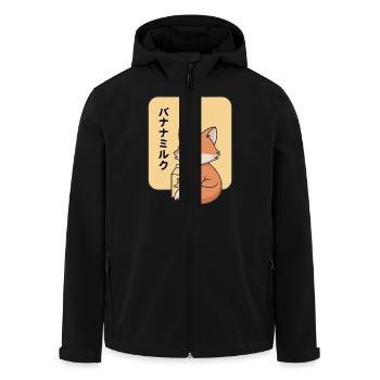Cartoon Fuchs Trinkt Banane Milch Kawaii Tier - Recycelte Männer Softshell-Jacke von Stanley/Stella - Schwarz - Vorne - AI Model Male 185 light (185cm)