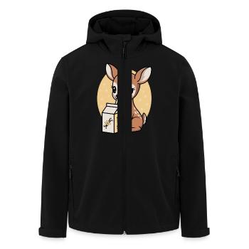 Kawaii Hirsch Trinken Vanille Milch Cartoon Tier - Recycelte Männer Softshell-Jacke von Stanley/Stella - Schwarz - Vorne - AI Model Male 185 light (185cm)