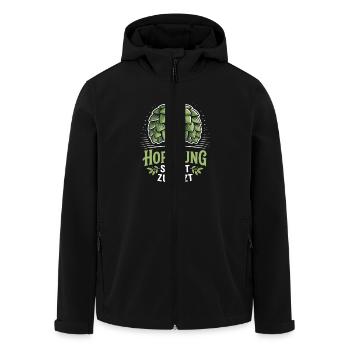 Hopfnung dies last funny beer design - Men’s Recycled Softshell Jacket by Stanley/Stella - black - Front - AI Model Male 185 light (185cm)
