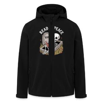 Read In Peace Skeleton Books Reading Funny Reader - Men’s Recycled Softshell Jacket by Stanley/Stella - black - Front - AI Model Male 185 light (185cm)