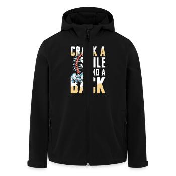 Crack A Smile And A Back Spine Humor - Men’s Recycled Softshell Jacket by Stanley/Stella - black - Front - AI Model Male 185 light (185cm)