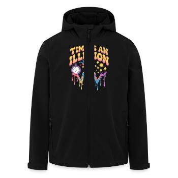 Time Is An Illusion Psychedelic Design - Men’s Recycled Softshell Jacket by Stanley/Stella - black - Front - AI Model Male 185 light (185cm)