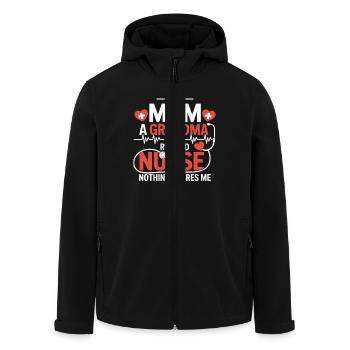 Infirmière Humour Mamie Pensionnée - Veste softshell homme en polyester recyclé Stanley/Stella - noir - Devant - AI Model Male 185 light (185cm)
