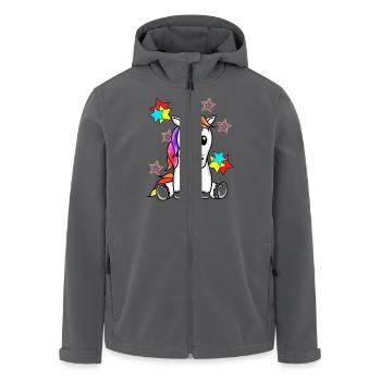 Einhorn Einhörner Retro Kinder Frau Männer 60er - Recycelte Männer Softshell-Jacke von Stanley/Stella - Schwarz - Vorne - AI Model Male 185 light (185cm)
