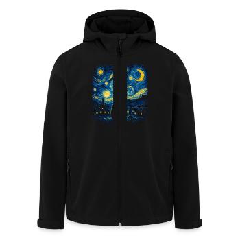 Katzen-Silhouette Sternennacht - Recycelte Männer Softshell-Jacke von Stanley/Stella - Schwarz - Vorne - AI Model Male 185 light (185cm)