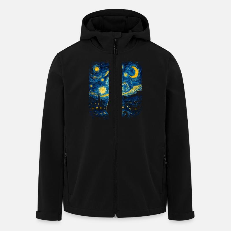 Cat Silhouette Starry Night - Men’s Recycled Softshell Jacket by Stanley/Stella - black