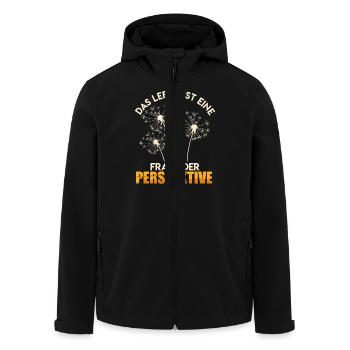 Philosophe DAS LEBEN EINE FRAGE DER PERSPEKTIVE - Recycelte Männer Softshell-Jacke von Stanley/Stella - Schwarz - Vorne - AI Model Male 185 light (185cm)
