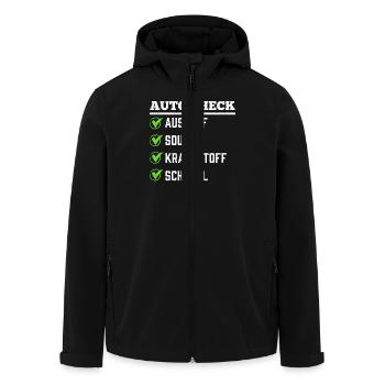 Verbrenner AUTO CHEKLISTE LUSTIG - Recycelte Männer Softshell-Jacke von Stanley/Stella - Schwarz - Vorne - AI Model Male 185 light (185cm)