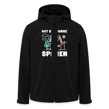 Solar Energie MIT DER SONNE SPAREN Lustiges - Recycelte Männer Softshell-Jacke von Stanley/Stella - Schwarz - Vorne - AI Model Male 185 light (185cm)