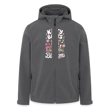 Kitty Beats & Blossoms Musikliebe Katzenfreunde - Recycelte Männer Softshell-Jacke von Stanley/Stella - Anthrazit - Vorne - AI Model Male 185 light (185cm)