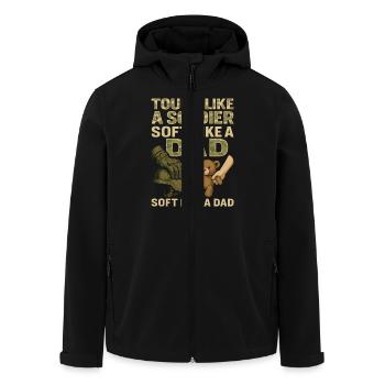 Un père soldat fort avec du cœur - Veste softshell homme en polyester recyclé Stanley/Stella - noir - Devant - AI Model Male 185 light (185cm)