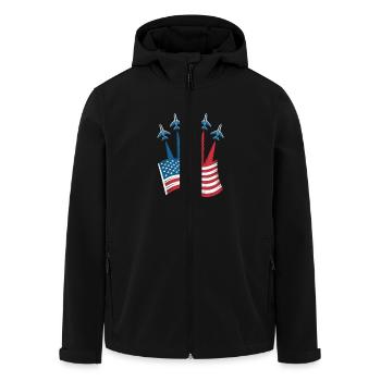 Patriotische US-Flagge Mit Jetflugzeugen - Recycelte Männer Softshell-Jacke von Stanley/Stella - Schwarz - Vorne - AI Model Male 185 light (185cm)
