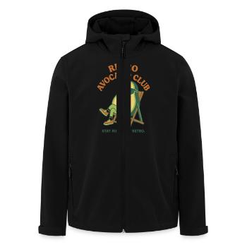 Retro avocado with sunglasses - Men’s Recycled Softshell Jacket by Stanley/Stella - black - Front - AI Model Male 185 light (185cm)