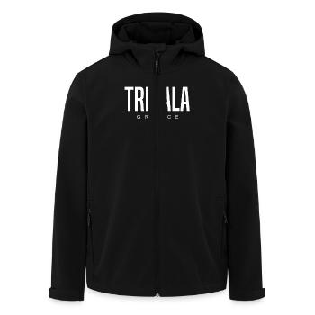 Trikala, Greece - Men’s Recycled Softshell Jacket by Stanley/Stella - black - Front - AI Model Male 185 light (185cm)