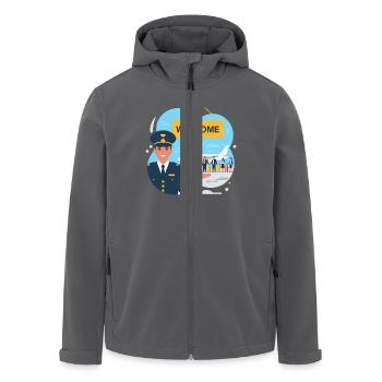 EINWANDERUNG, WILLKOMMEN - Recycelte Männer Softshell-Jacke von Stanley/Stella - Anthrazit - Vorne - AI Model Male 185 light (185cm)