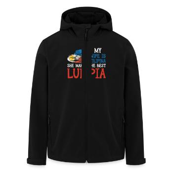 Spring Rolls Wife Lumpia - Men’s Recycled Softshell Jacket by Stanley/Stella - black - Front - AI Model Male 185 light (185cm)