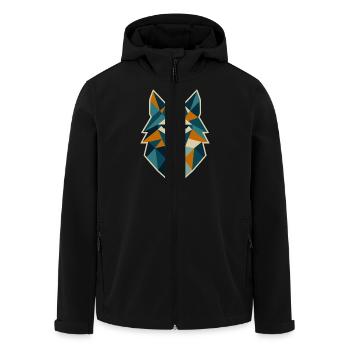 Geometrischer Wolfskopf Polygon Stil - Recycelte Männer Softshell-Jacke von Stanley/Stella - Schwarz - Vorne - AI Model Male 185 light (185cm)
