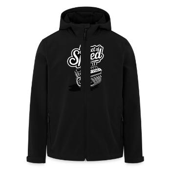 THE SECRET OF SPEED - Men’s Recycled Softshell Jacket by Stanley/Stella - black - Front - AI Model Male 185 light (185cm)