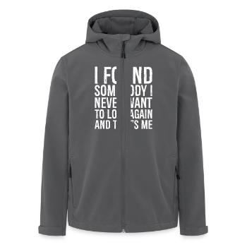 I found somebody I never want to lose again and - Men’s Recycled Softshell Jacket by Stanley/Stella - anthracite - Front - AI Model Male 185 light (185cm)