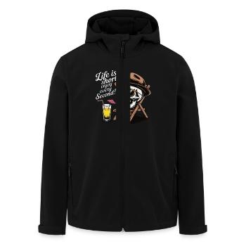 SKELETTE, DAS LEBEN IST KURZ, GENIESSE JEDE SEKUNDE - Recycelte Männer Softshell-Jacke von Stanley/Stella - Schwarz - Vorne - AI Model Male 185 light (185cm)
