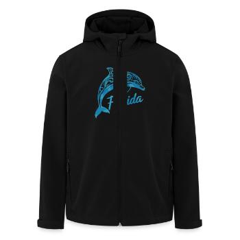Florida Delfin Tribal Kunst - Recycelte Männer Softshell-Jacke von Stanley/Stella - Schwarz - Vorne - AI Model Male 185 light (185cm)
