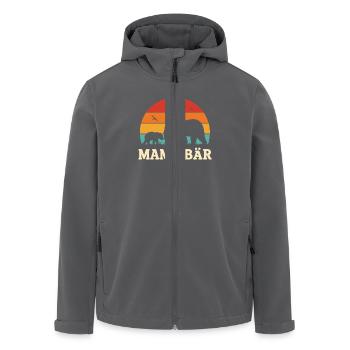 Mama Bear Vintage Sunset Silhouette - Men’s Recycled Softshell Jacket by Stanley/Stella - anthracite - Front - AI Model Male 185 light (185cm)