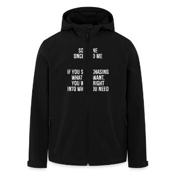 Quelqu’un m’a dit un jour que si vous arrêtez de courir après ce que vous avez fait. - Veste softshell homme en polyester recyclé Stanley/Stella - noir - Devant - AI Model Male 185 light (185cm)