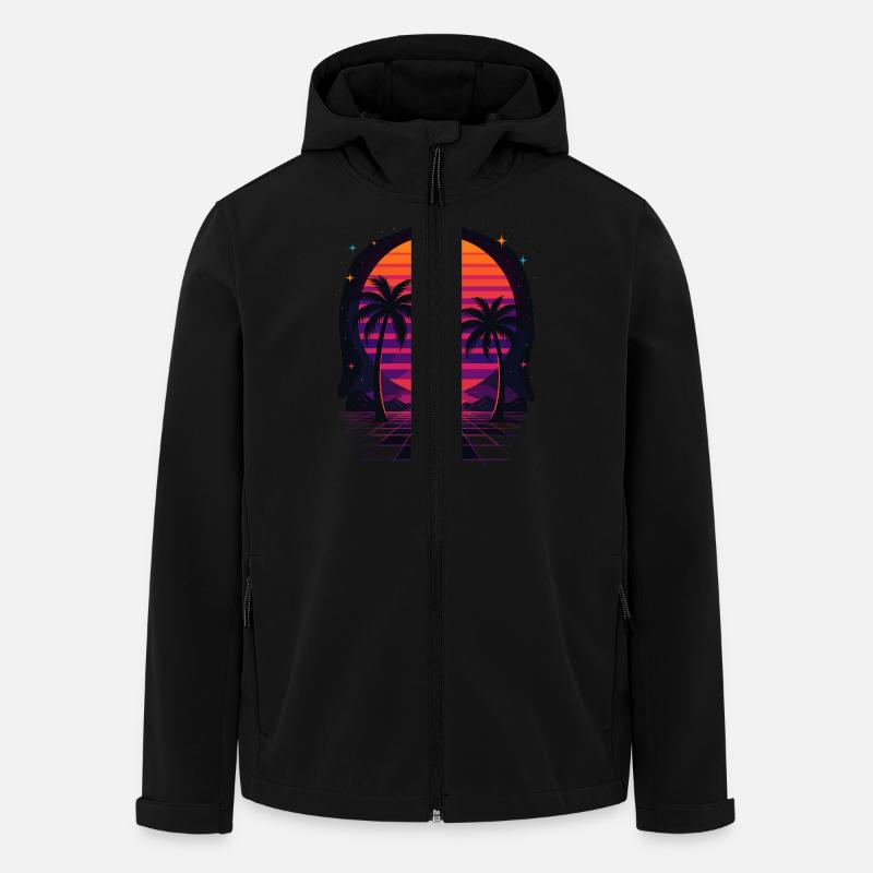 Synthwave Cowboy - Clothing Desert - Men’s Recycled Softshell Jacket by Stanley/Stella - black