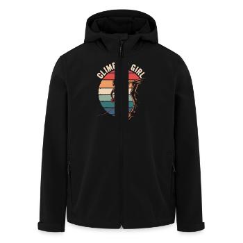 Climbing Girl – Empowered Women on the Rocks - Men’s Recycled Softshell Jacket by Stanley/Stella - black - Front - AI Model Male 185 light (185cm)